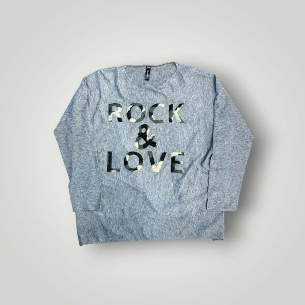 Venti6 Rock & Love Gray Camouflage Sweater -medium